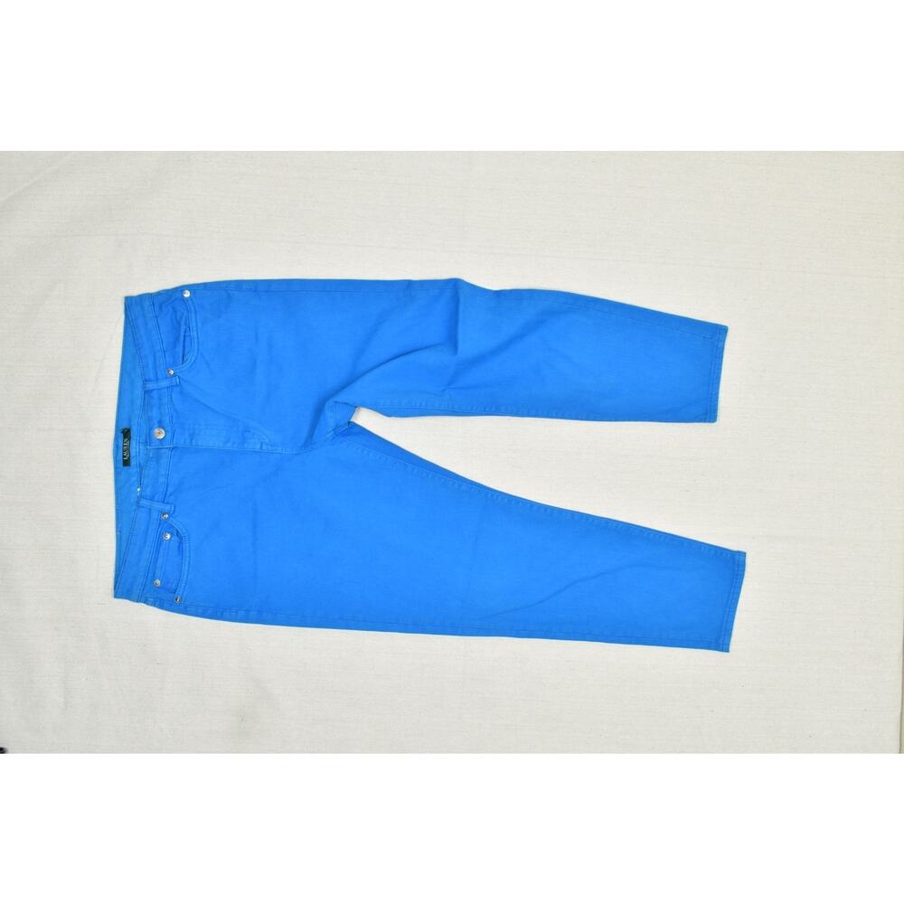 Lauren Ralph Lauren Premier Skinny Cropped Blue Pants Women's Size 16 Cotton Ble - Picture 10 of 11